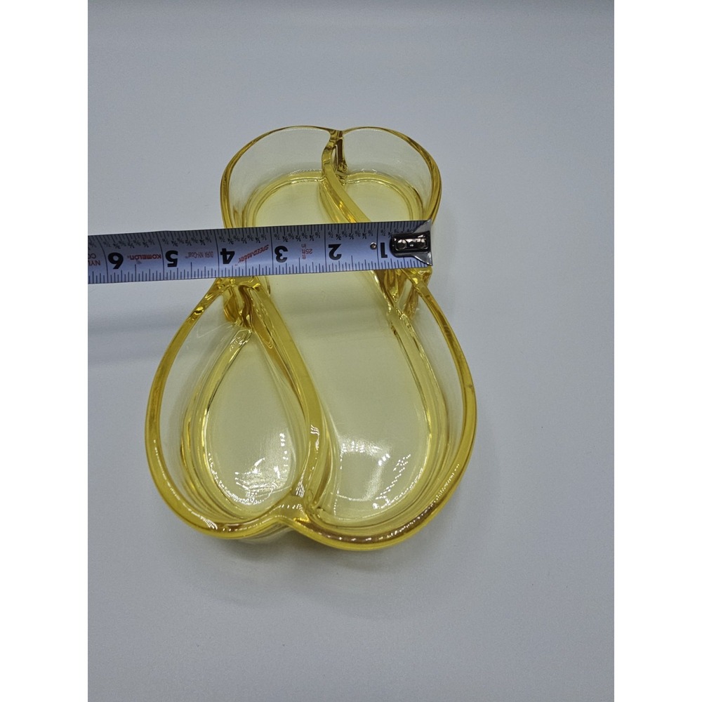Rare Vintage Heisey Glass Yellow Empress Sahara 3 Part Relish Dish Oblong - Picture 10 of 12